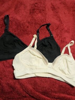 Black & Cream Soft Wireless Everyday Bras - Pack of 2